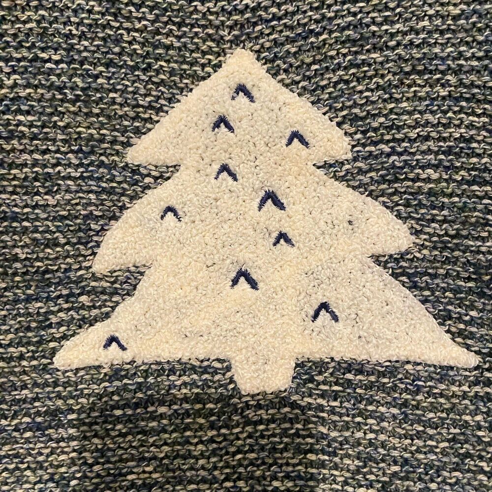 Zara Sweater Baby 9-12 Months Christmas Tree Cozy Blue Cream Terry Appliqué - Picture 4 of 12